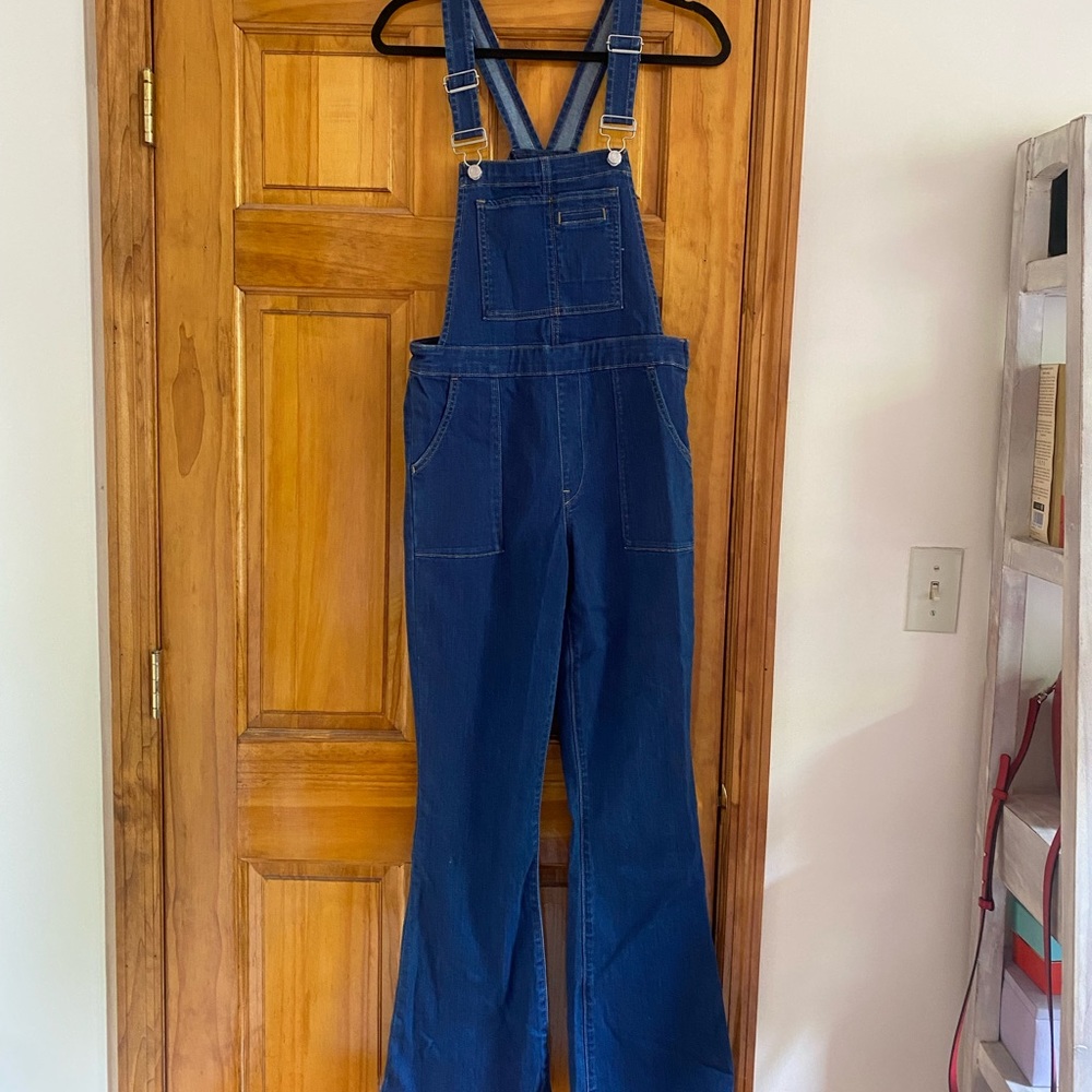 GAP denim wide-leg overalls with zipper. Size M.